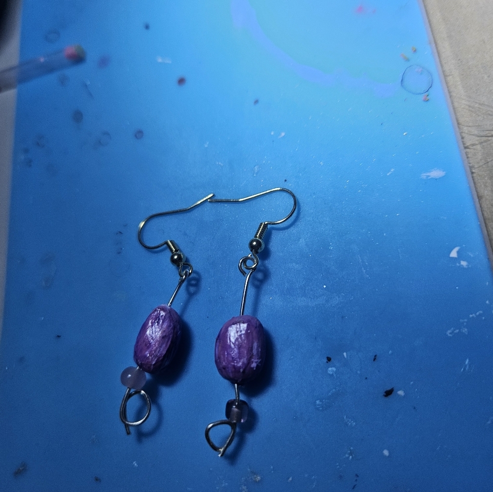 Pink & Purple Egg Earrings